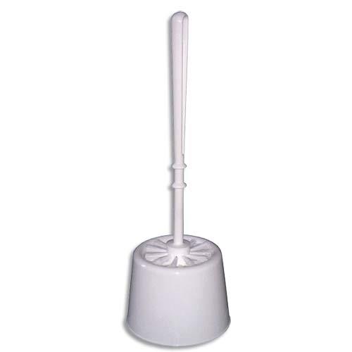 [702596] Porte-brosse et brosse WC économique en polypropylène Blanc - Diamètre 13 x Hauteur 38 cm