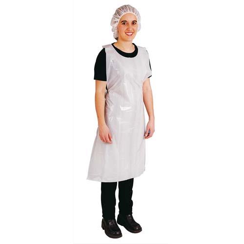 [702865] Paquet de 100 tabliers à usage unique en polyéthylène Blanc - Longueur 117 cm, largeur 71 cm