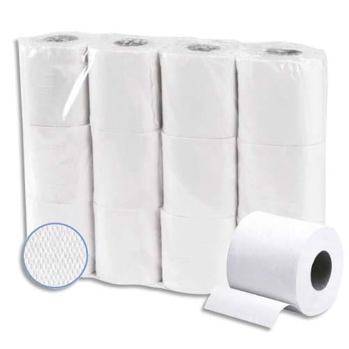 [702876] Colis de 48 rouleaux de Papier toilette Extra ouate Blanche recyclée 2 plis, 200 feuilles 247245R