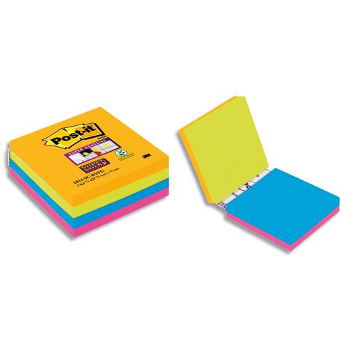 [704290] POST-IT Cube de 4 blocs Super Sticky Easy Select 74 feuilles lignées 76 x 76 mm