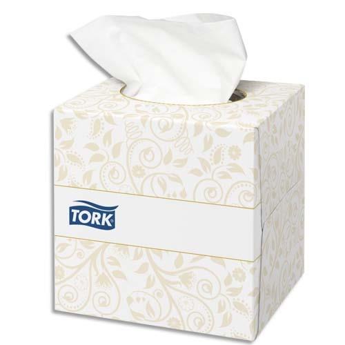 [704311] TORK Boîte Cube de 100 Mouchoirs 2 plis ouate extra douche Blanche - Format L21 x P20 cm