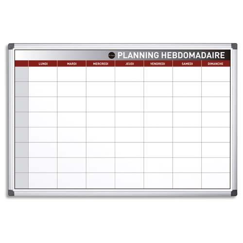[704432] BI-OFFICE Planning Hebdomadaire perpétuel Blanc magnétique, effaçable à sec, cadre aluminium L90 x H60 cm
