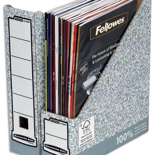 [704493] BANKERS BOX Porte-revues dos 8 cm pour format A4, carton recyclé Gris/Blanc