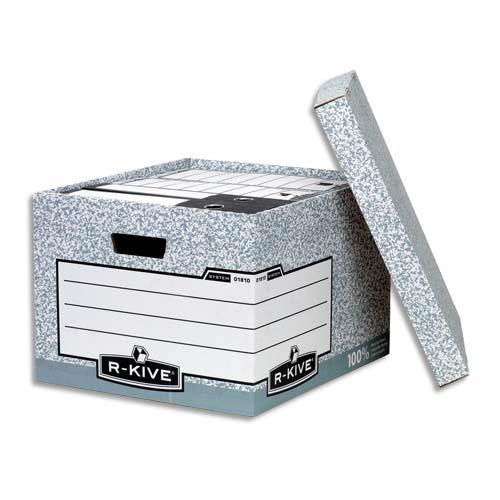 [704540] BANKERS BOX Caisse XL L38,7xh29,4xp44,5cm, montage automatique, carton recyclé Gris/Blanc