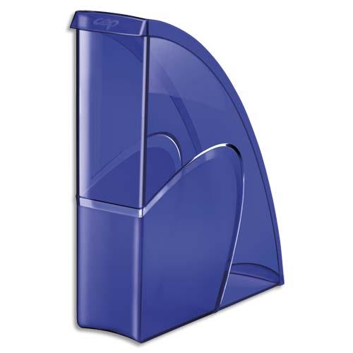 [704927] CEP Porte-revues HAPPY en polystyrène translucide - Dimensions H31 x P27 cm, dos 8,5cm. Coloris Bleu