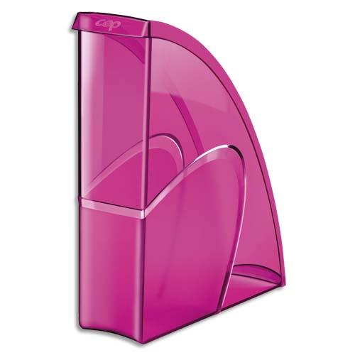 [704928] CEP Porte-revues HAPPY en polystyrène translucide - Dimensions H31 x P27 cm, dos 8,5cm. Coloris Rose