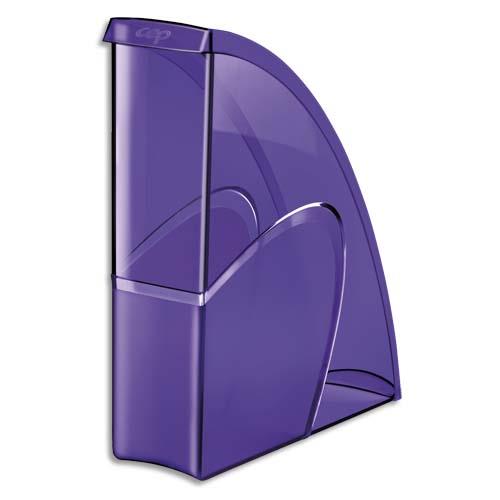[704929] CEP Porte-revues HAPPY en polystyrène translucide - Dimensions H31 x P27 cm, dos 8,5cm. Coloris Violet