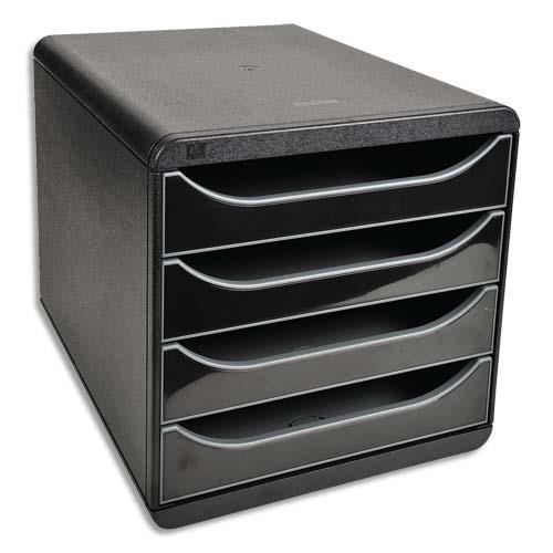 [704935] EXACOMPTA Module ECO BLACK en PP recyclé, 4 tiroirs - Dim : L 27,8 x H 26,7 x P 34,7 cm. Coloris Noir