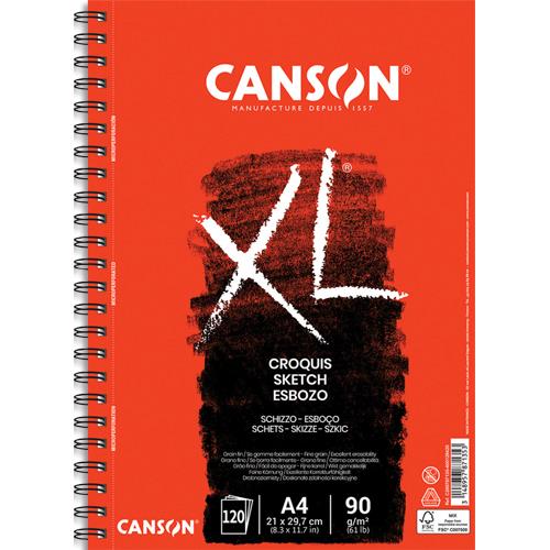 [705022] CANSON Bloc spiralé de 120 feuilles de papier dessin CROQUIS XL 90g grand format A4