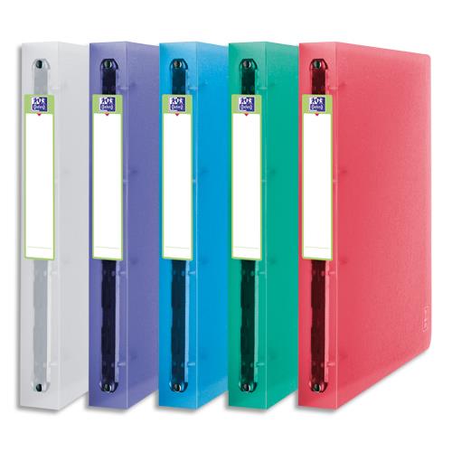 [705138] OXFORD Classeur 2nd Life 4 anneaux en polypropylène 8/10. Dos 4cm, format A4+. Coloris assortis