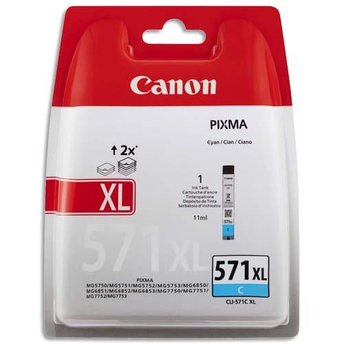 [705219] CANON Cartouche Jet d'encre CLI-571XL Cyan 0332C001AA (dont eco-taxe de 0,01 €)