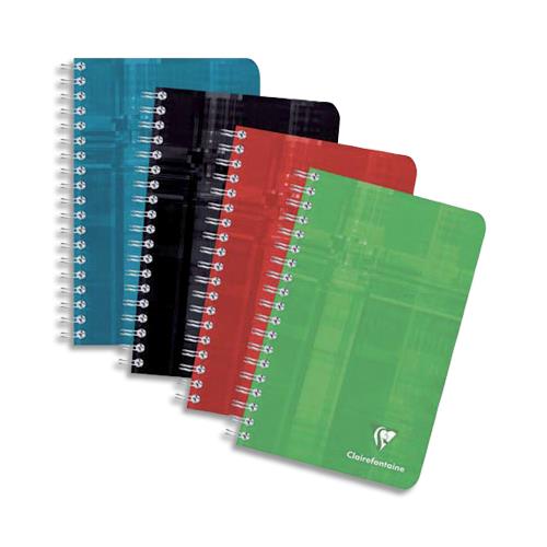 [705390] CLAIREFONTAINE Carnet spiralé 100 pages 11x17cm 5x5. Couverture carte assortie
