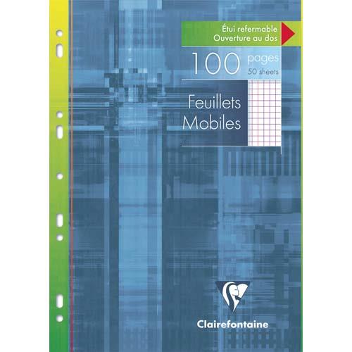 [705411] CLAIREFONTAINE Etui 100 pages copies simples perforées Blanches grand format A4 petits carreaux 5x5 margé