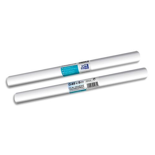 [705418] OXFORD Rouleau couvre livre transparent 0,45x5m. 50 microns. Repositionnable dans les quelques minutes.