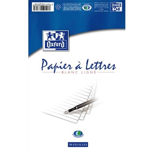 [705419] OXFORD Bloc correspondance de 50 feuilles 80 grammes format 148x210 mm ligné