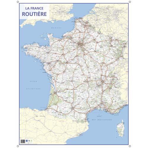 [705695] CBG carte murale route de France - Pelliculée format 66 x 84,5 cm - 4 œillets pour suspension