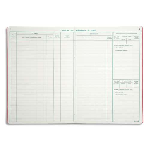 [706130] LE DAUPHIN Piqûre registre des mouvements de titres 29,7 x 21 cm vertical 40 pages 5 colonnes