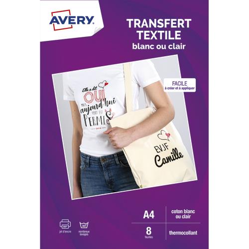 [706162] AVERY Boîte de 4 feuilles transferts pour tee-shirt Noir ou foncé