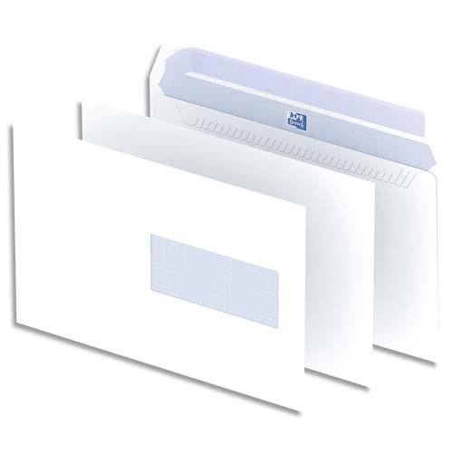 [706168] OXFORD Boîte de 500 enveloppes Blanches auto-adhésives 90g format C5 162x229 mm avec fenêtre 45x100 mm
