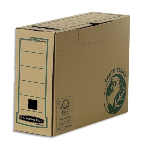 [140079] BANKERS BOX Boîte archives dos 15 cm EARTH SERIES. Montage manuel, carton recyclé kraft brun