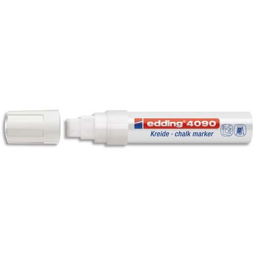 [706426] EDDING E-4090 Marqueur craie liquide Blanc biseauté 4-15mm à base d'eau. S'efface avec un chiffon humide.