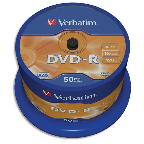 [712839] VERBATIM tour de 50 DVD-R 16x 43548 (dont taxe copie privée de 45,00 €)