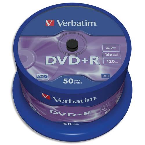 [712855] VERBATIM tour de 50 DVD+R 16x 43550 (dont taxe copie privée de 45,00 €)