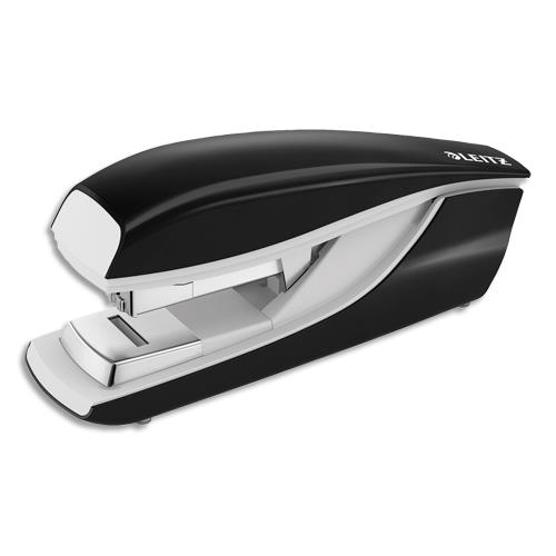 [717224] LEITZ Agrafeuse socle flat clinch Noire, capacité 60 feuilles pour agrafes 24/6 et 26/6