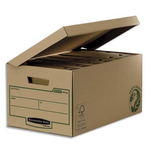 [141138] BANKERS BOX Conteneur EARTH SERIES à ouverture sur le dessus, montage manuel, carton recyclé kraft brun
