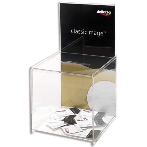 [719949] DEFLECTO Urne avc pte-affich : 38,6 x 21,3 x 21,3 cm, pte-affich 37,5 x 20,3 cm, Fente 10 x 0,9 cm