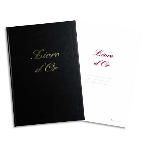 [731551] ELVE Livre d'Or format 210x160mm Noir 148 pages. Couverture aspect cuir