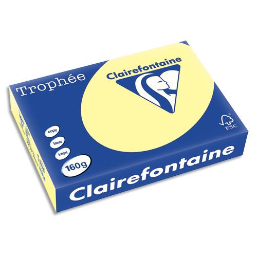 [731959] CLAIREFONTAINE Ramette de 250 feuilles papier couleur TROPHEE 160 grammes format A4 canari 2636