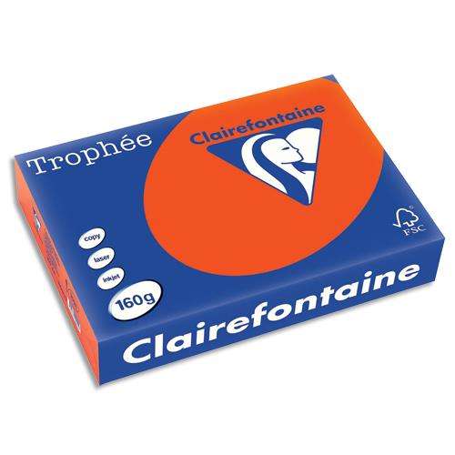 [731983] CLAIREFONTAINE Ramette de 250 feuilles papier couleur TROPHEE 160 grammes format A4 Rouge cardinal 1021
