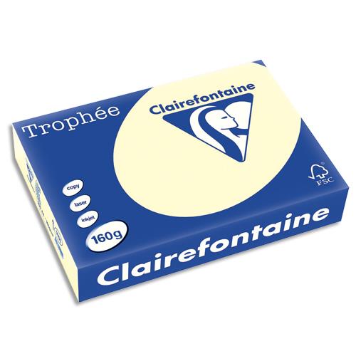 [732027] CLAIREFONTAINE Ramette de 250 feuilles papier couleur TROPHEE 160 grammes format A4 Ivoire 1101