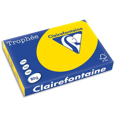 [732043] CLAIREFONTAINE Ramette de 500 feuilles papier couleur TROPHEE 80 grammes format A3 bouton d'or 1255