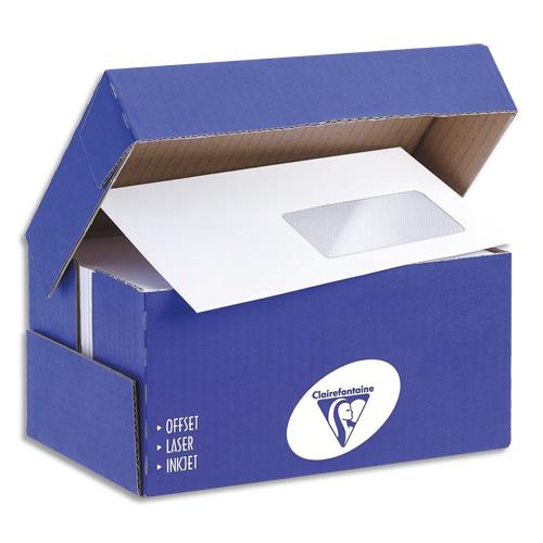 [732077] CLAIREFONTAINE Boîte de 250 enveloppes auto-adhésives 90g DL 110x220mm fenêtre 45x100 PAPETERIE DE
