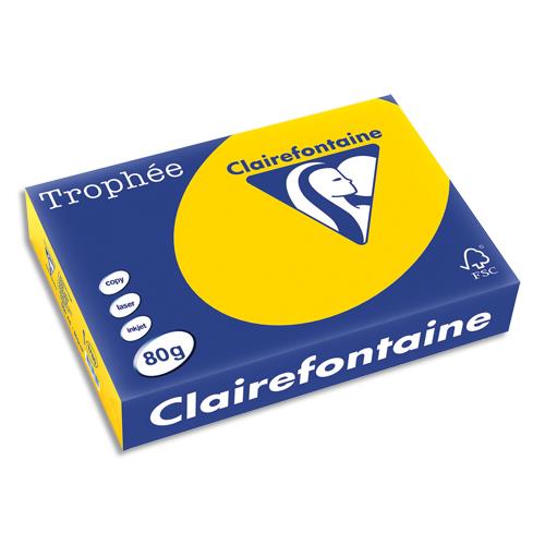 [732108] CLAIREFONTAINE Ramette de 500 feuilles papier couleur TROPHEE 80 grammes format A4 bouton d'or 1780