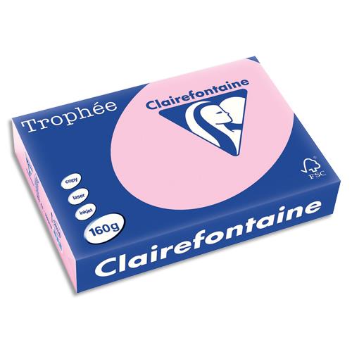 [732124] CLAIREFONTAINE Ramette de 250 feuilles papier couleur TROPHEE 160 grammes format A4 Rose 2634