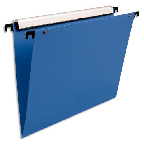 [735535] ESSELTE Paquet de 10 dossiers suspendus VMG TIROIR en polypro opaque. Fond V, bouton-pression. Bleu