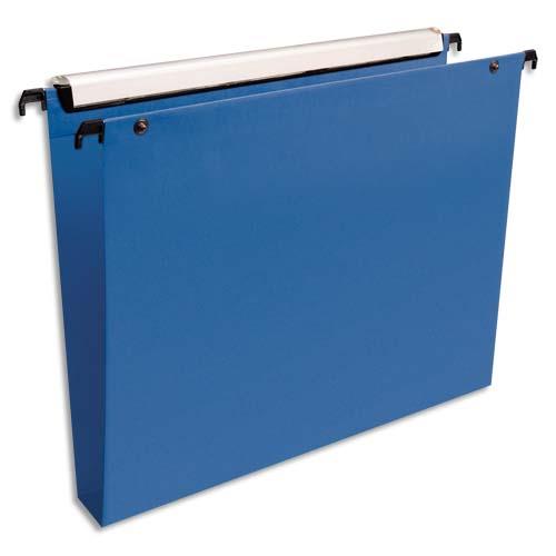 [735593] ESSELTE Paquet de 10 dossiers suspendus VMG TIROIR en polypro opaque. Fond 30, bouton-pression. Bleu