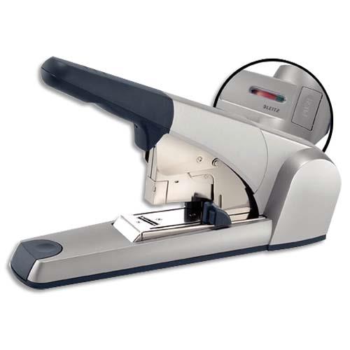 [736158] LEITZ Agrafeuse spécifique socle capacité 1 à 60 feuilles technologie Flatclinch. Coloris Gris métal