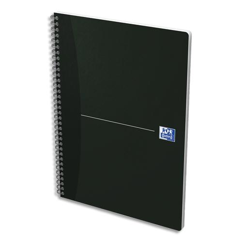 [741256] OXFORD Cahier spiralé Essentials 21x29,7cm 180 pages petits carreaux 5x5. Couverture carte souple Noire