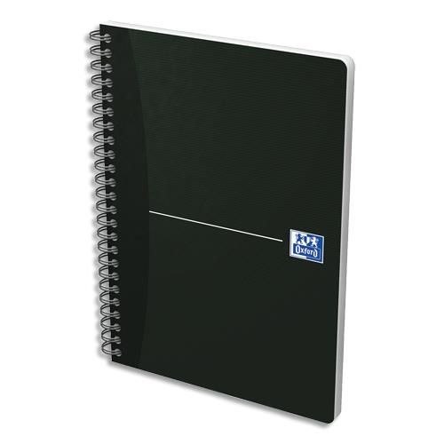 [741280] OXFORD Cahier Essentials spiralé 180 pages 14,8x21cm petits carreaux. Couverture carte souple Noire