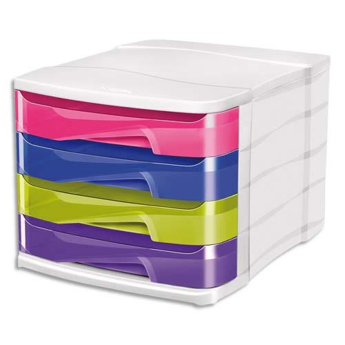 [741858] CEP Module de classement Happy en polystyrène. 4 tiroirs assortis. Dim. : L29,2 x H24,6 x P38 cm