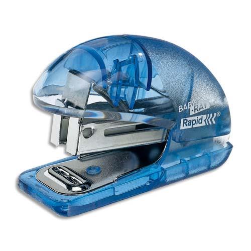 [744912] RAPID Mini agrafeuse Baby Ray F4. Agrafes 24/6 et 26/6. 10 feuilles. Bleu transparent.