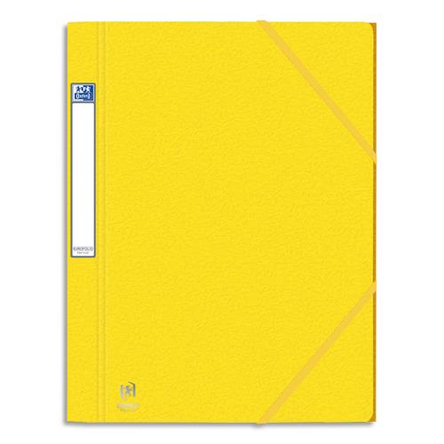[750485] OXFORD Chemise 3 rabats et élastique EUROFOLIO PRESTIGE carte grainée 7/10e,600g.Pour format A4. Jaune