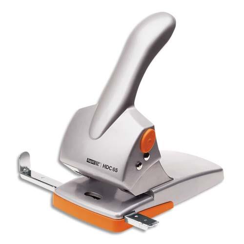 [753345] RAPID Perforateur 2 trous DUAX. Capacité 65 feuilles. Argent/Orange