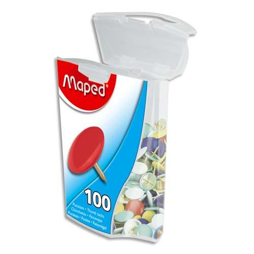 [753573] MAPED Boîte de 100 punaises en acier galvanisé 10 mm coloris assortis