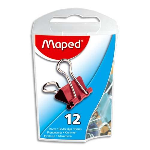 [753670] MAPED Boîte de 12 pinces clip largeur 15 mm coloris assortis