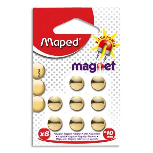 [753727] MAPED Blister de 8 aimants diamètre 10 mm coloris Or